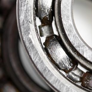 closeup of lubricated ball bearing