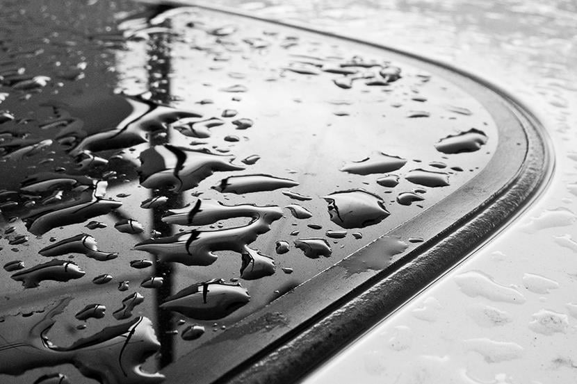 water beading on a sunroof